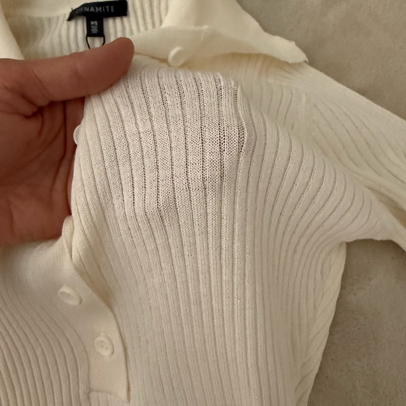 Dynamite Cream Ribbed Knit Top - Picture 4 of 5